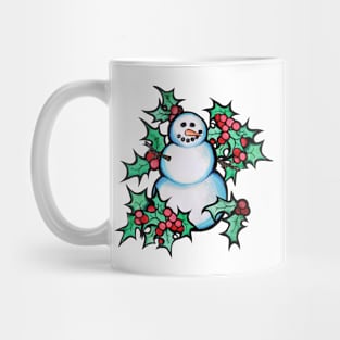 Snowman with holly Mug